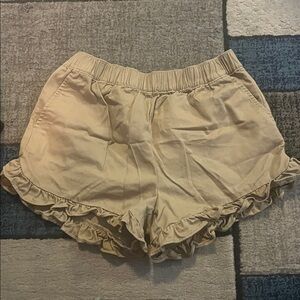 Crewcuts Tan Ruffle Trim Shorts Relaxed Fit